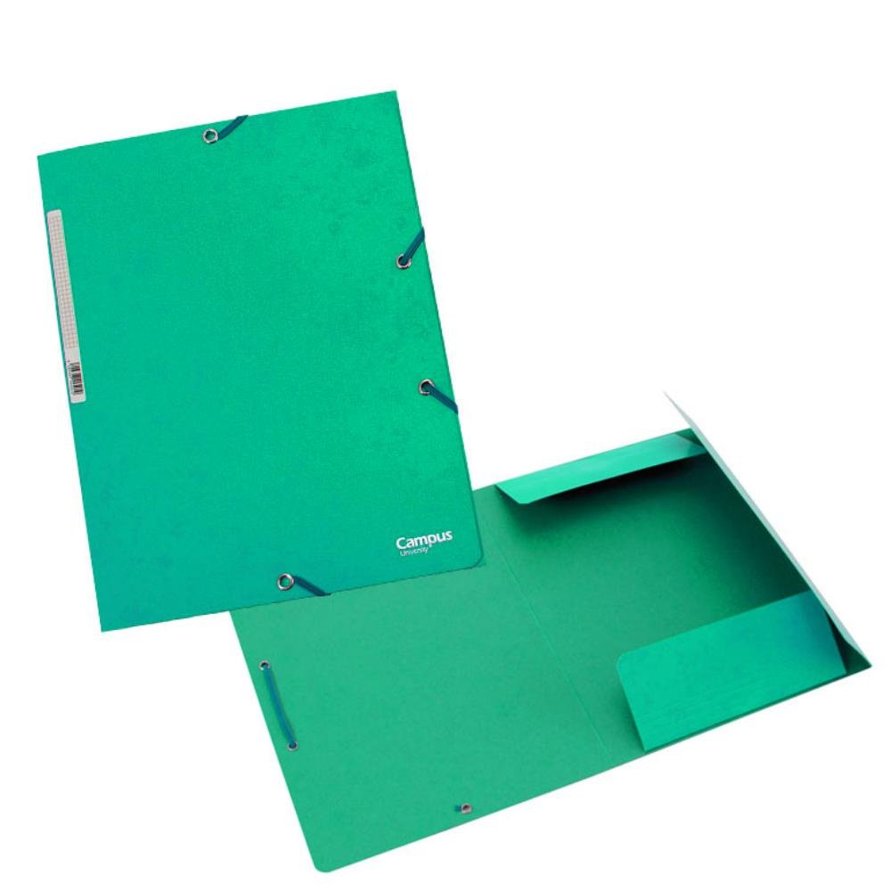 Carpeta Campus University A4+ Gomas y Solapas Cartón Verde
