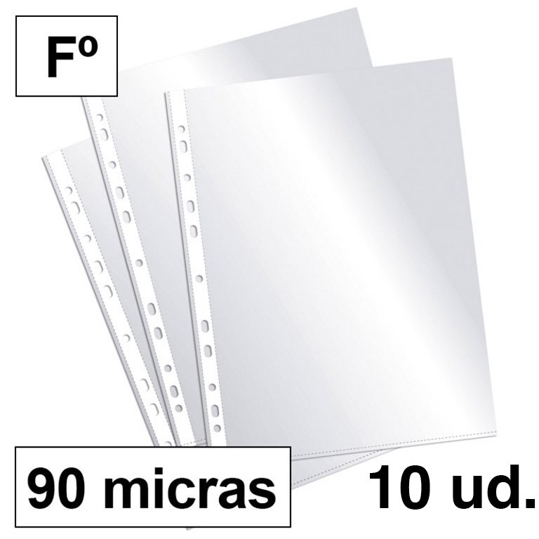 Fundas Multitaladro Plus Office Folio Cristal 90 Micras Bolsa 10 ud