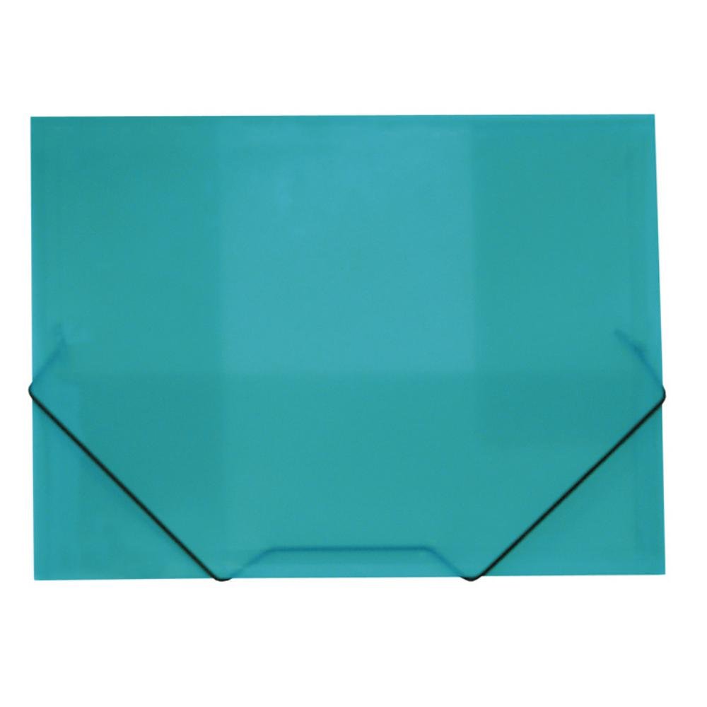 Carpeta Plus Office A4+ PP Gomas y Solapas Traslúcida Turquesa