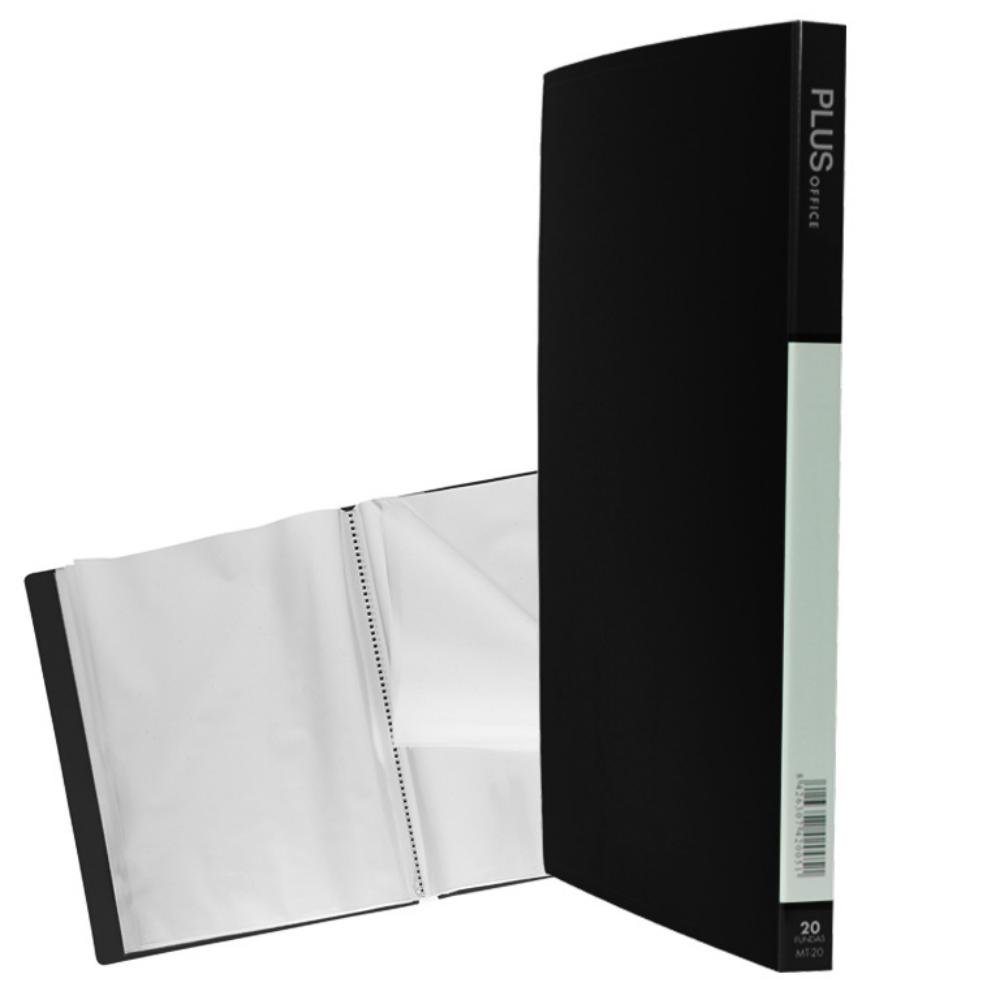 Carpeta Plus Office A4 PP 20 Fundas Negra