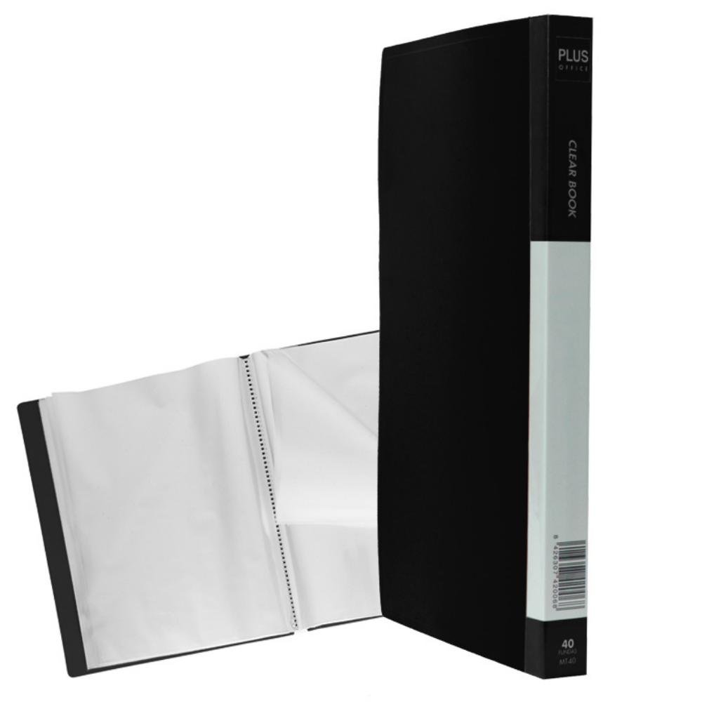 Carpeta Plus Office A4 PP 40 Fundas Negras