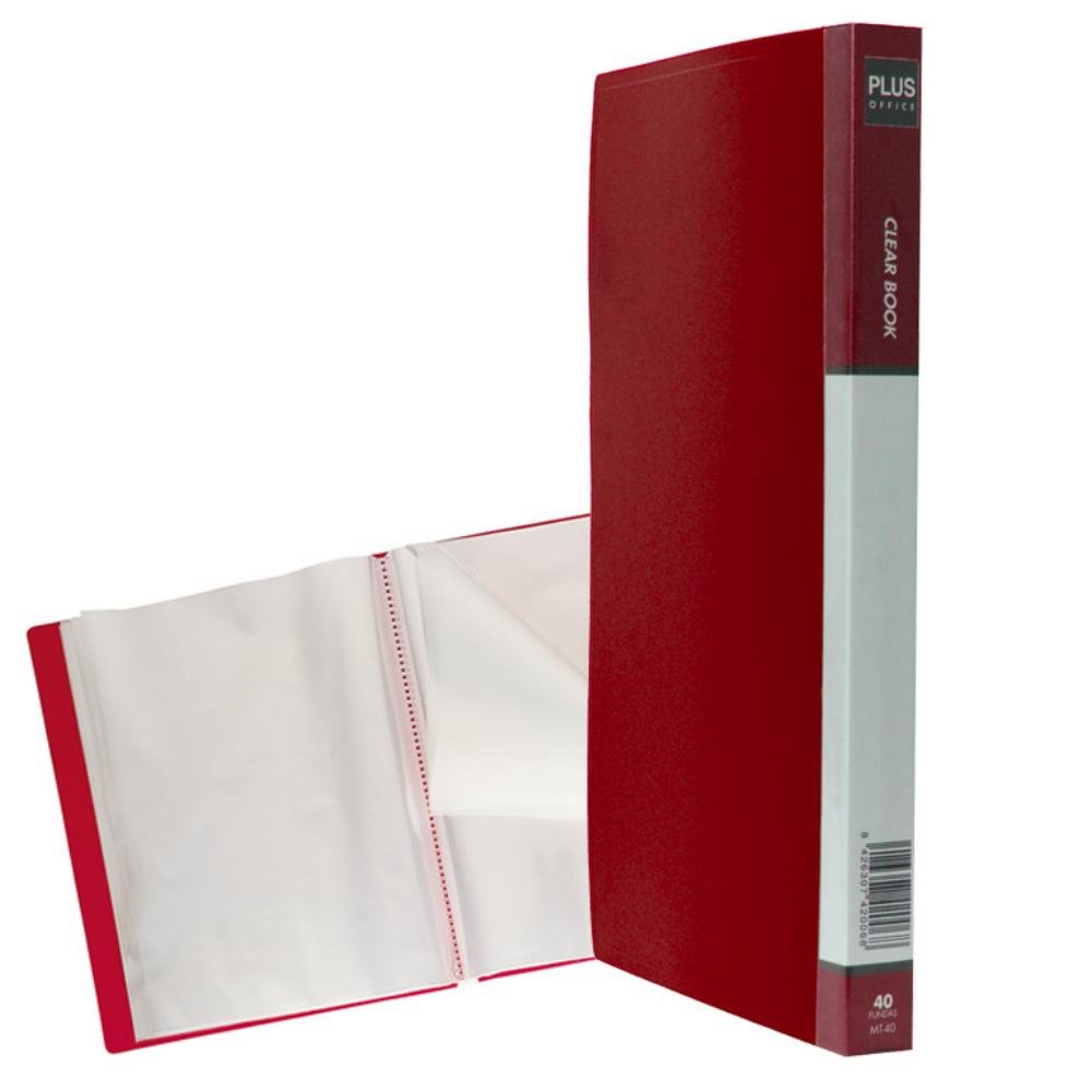 Carpeta Plus Office A4 PP 40 Fundas Roja