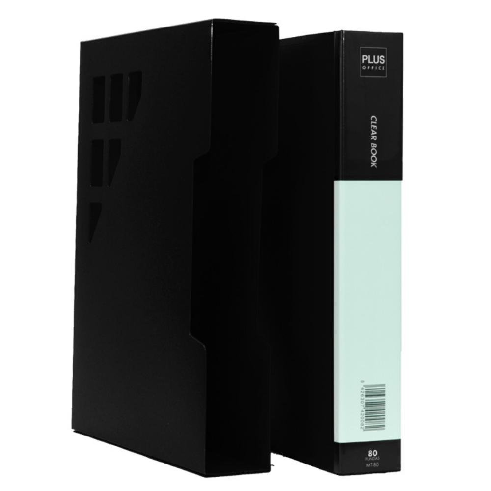 Carpeta Plus Office A4 PP Cajetín 80 Fundas Negra