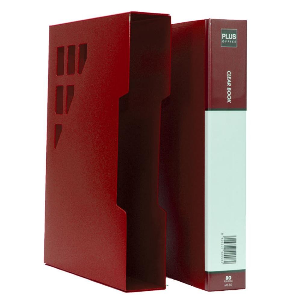 Carpeta Plus Office A4 PP Cajetín 80 Fundas Roja