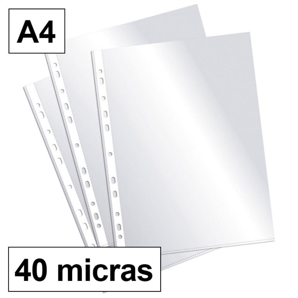 Funda Multitaladro Plus Office A4 Cristal 40 Micras C/200