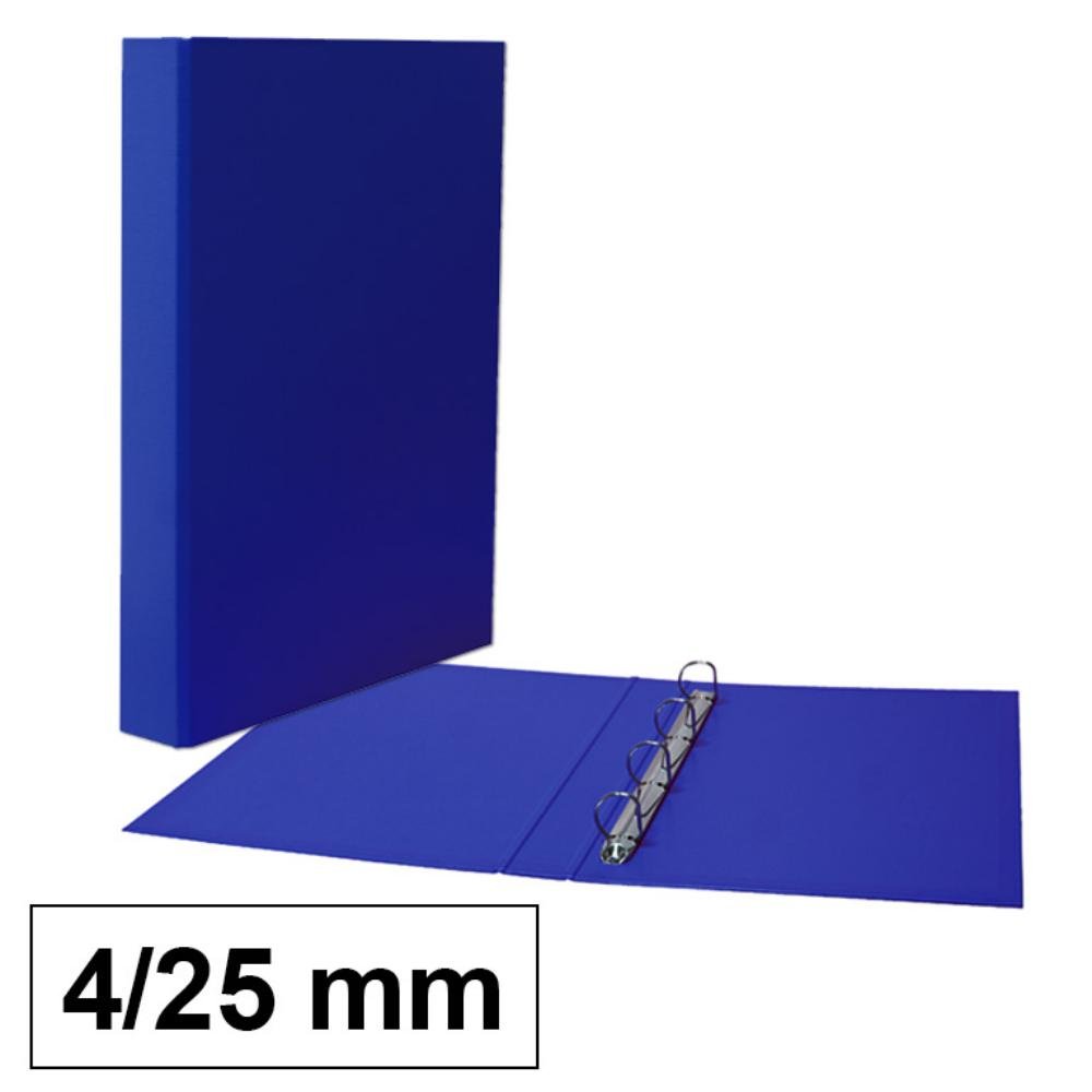 Carpeta Plus Office Folio Cartón Forrado PP 4 Anillas 25 mm Lomo 25 mm Azul