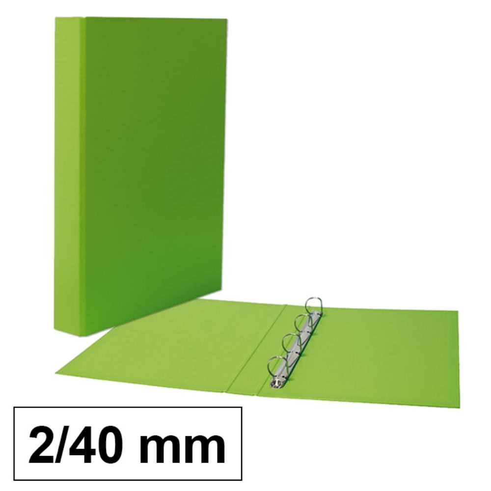Carpeta Plus Office Folio Cartón Forrado PP 2 Anillas 40 mm Lomo 50 mm Verde Claro