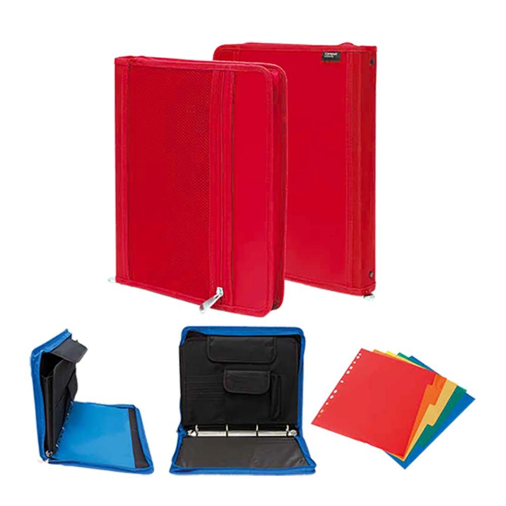 Carpeta Campus University A4 Cremallera 4 Anillas 30 mm Roja