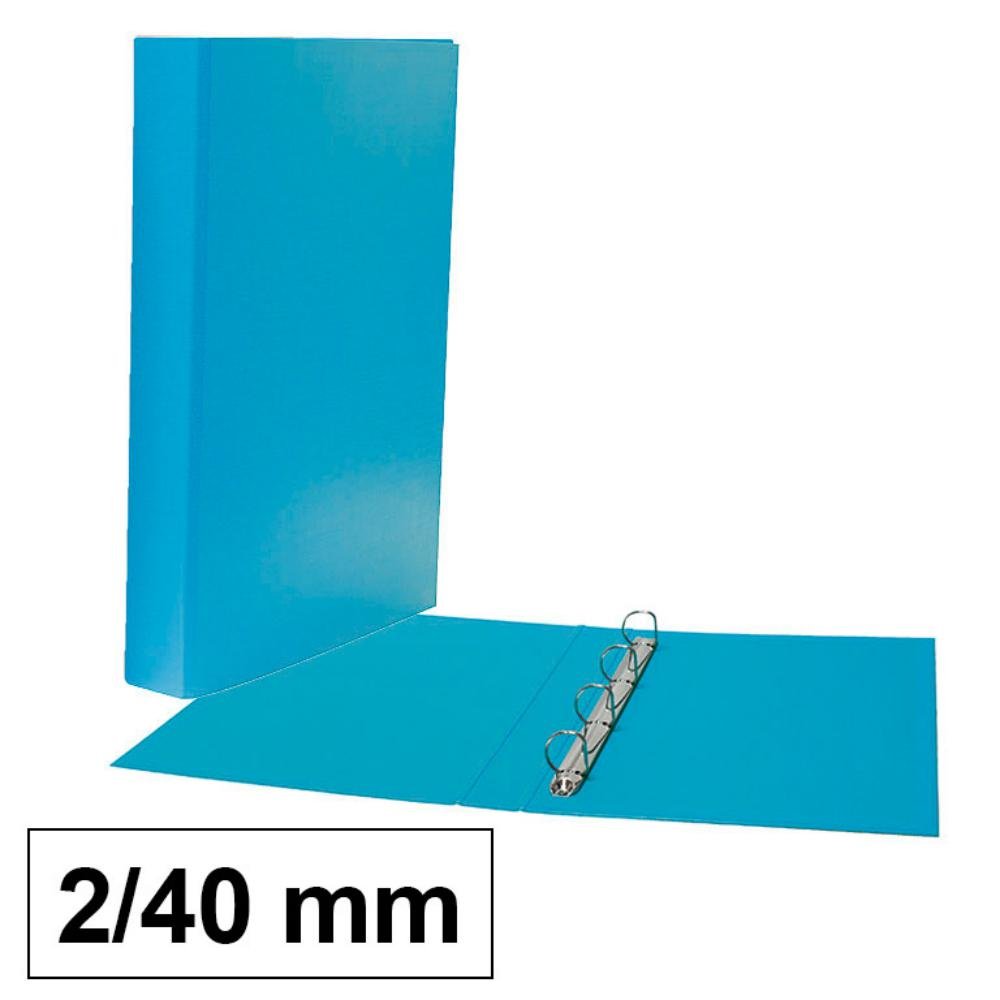 Carpeta Plus Office Folio Cartón Forrado PP 2 Anillas 40 mm Lomo 50 mm Azul Claro