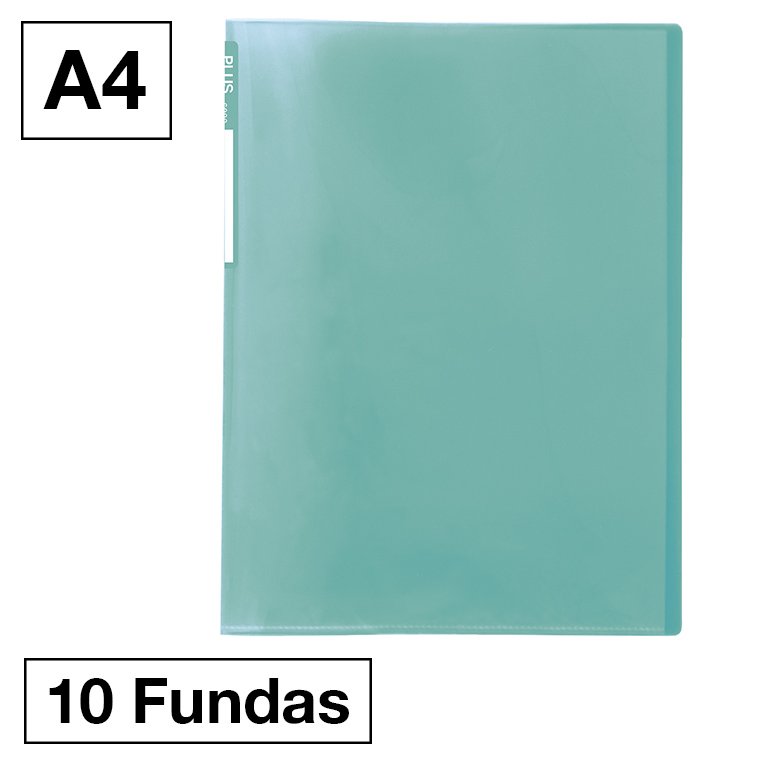 Carpeta Plus Office 6010 A4 PP 10 Fundas Verde Claro