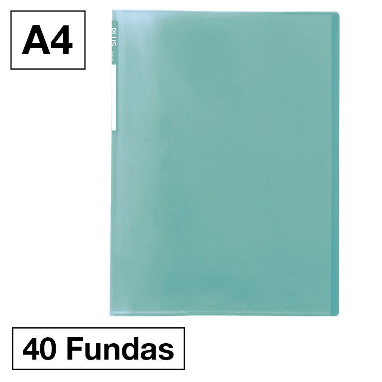 Carpeta Plus Office 6040 A4 PP 40 Fundas Verde Claro