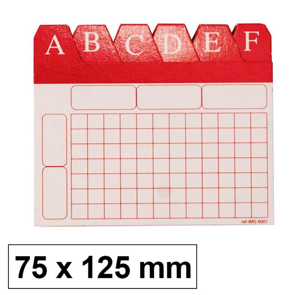Índice Alfabético para Ficheros 75 x 125 mm Nº 2