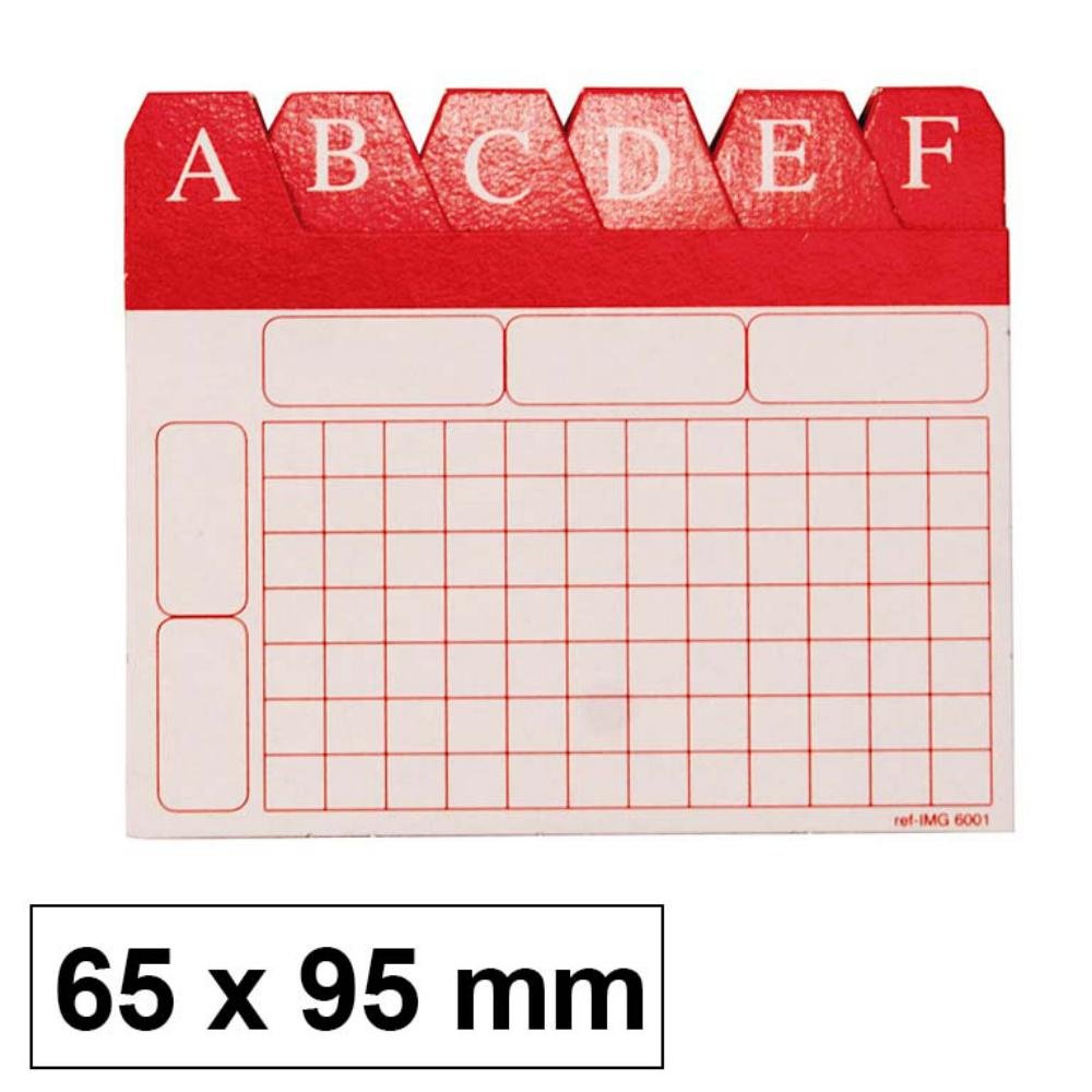 Índice Alfabético para Ficheros 65 x 95 mm Nº 1