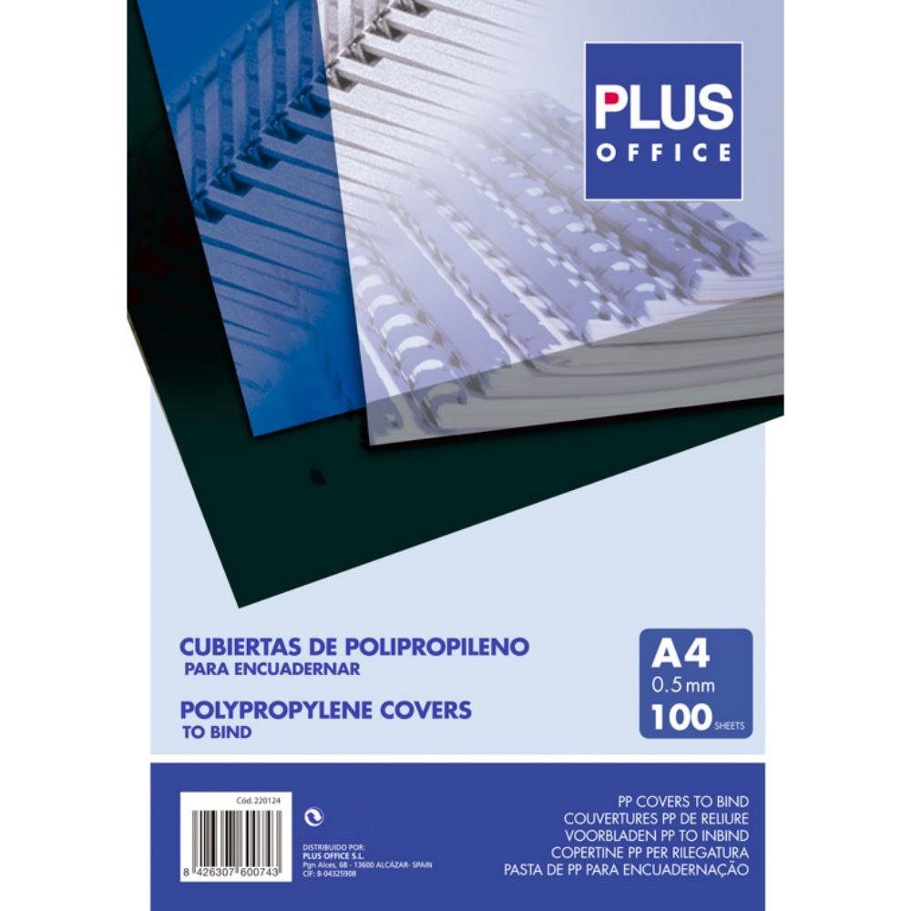 Cubierta Encuadernar Plus Office A4 Plástico Transparente 500 Micras 100 ud.