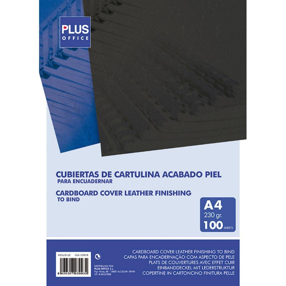 Cubierta Encuadernar Plus Office A4 Acabado Piel Azul 100 ud.