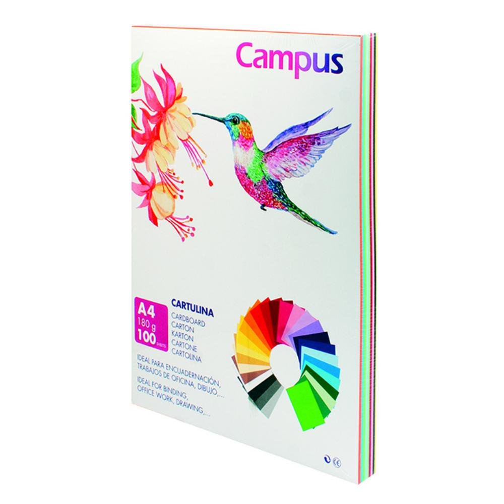 Cartulina Campus A4 180g 100 ud. Colores Surtidos