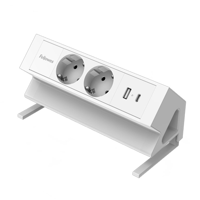 Regleta Sobremesa Fellowes 2 Tomas + 1 USB + 1 USB-C Blanco