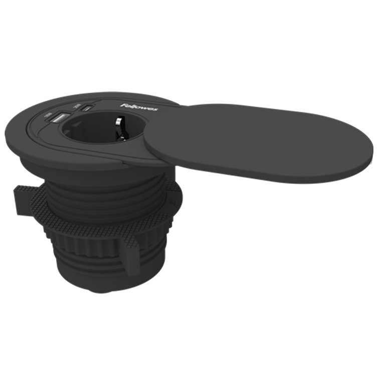 Toma de Escritorio Fellowes 1 Toma + 1 USB + 1 USB-C Negro