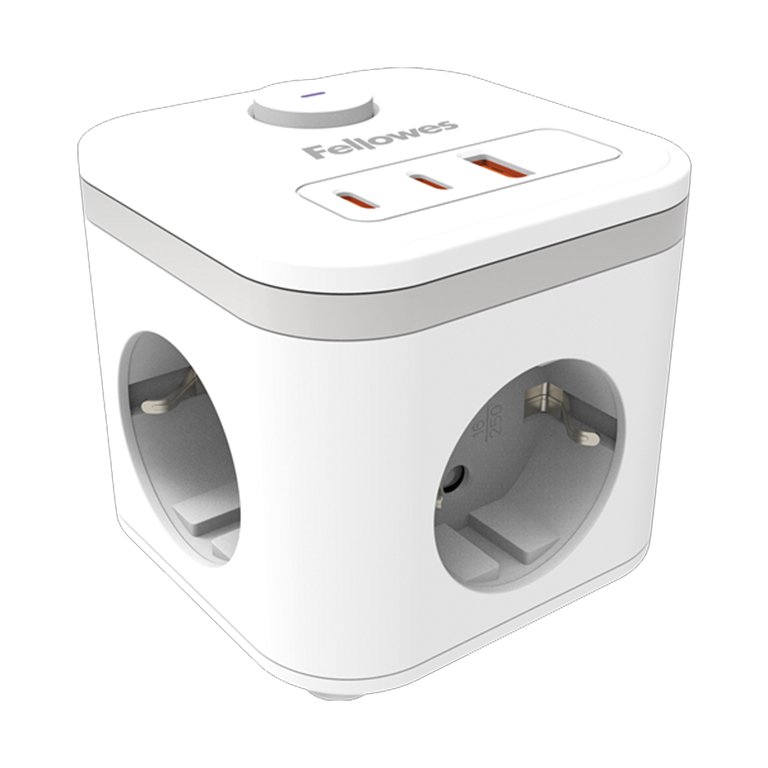 Cubo Multifunción Fellowes 3 Tomas + 1 USB + 2 USB-C Blanco
