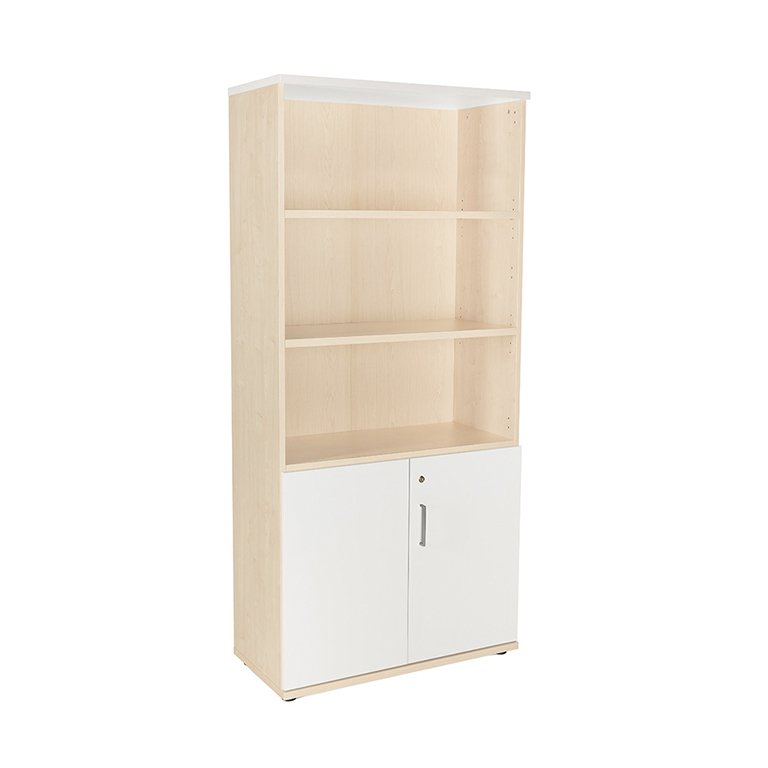 Armario Alto Puertas Bajas Rocada Melamina 1950x450x900 mm Haya/Blanco