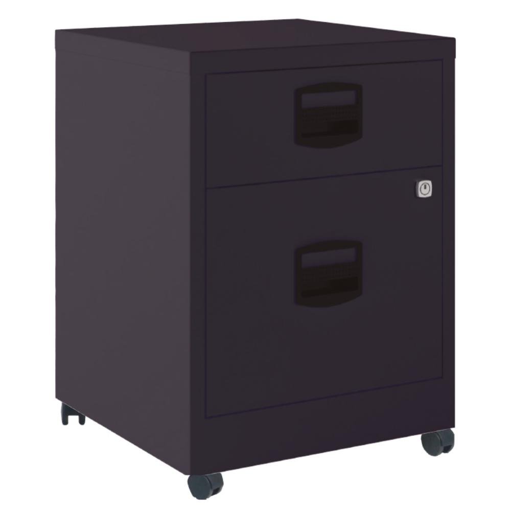 Cajonera Metálica Bisley 2 Cajones Ruedas Negro