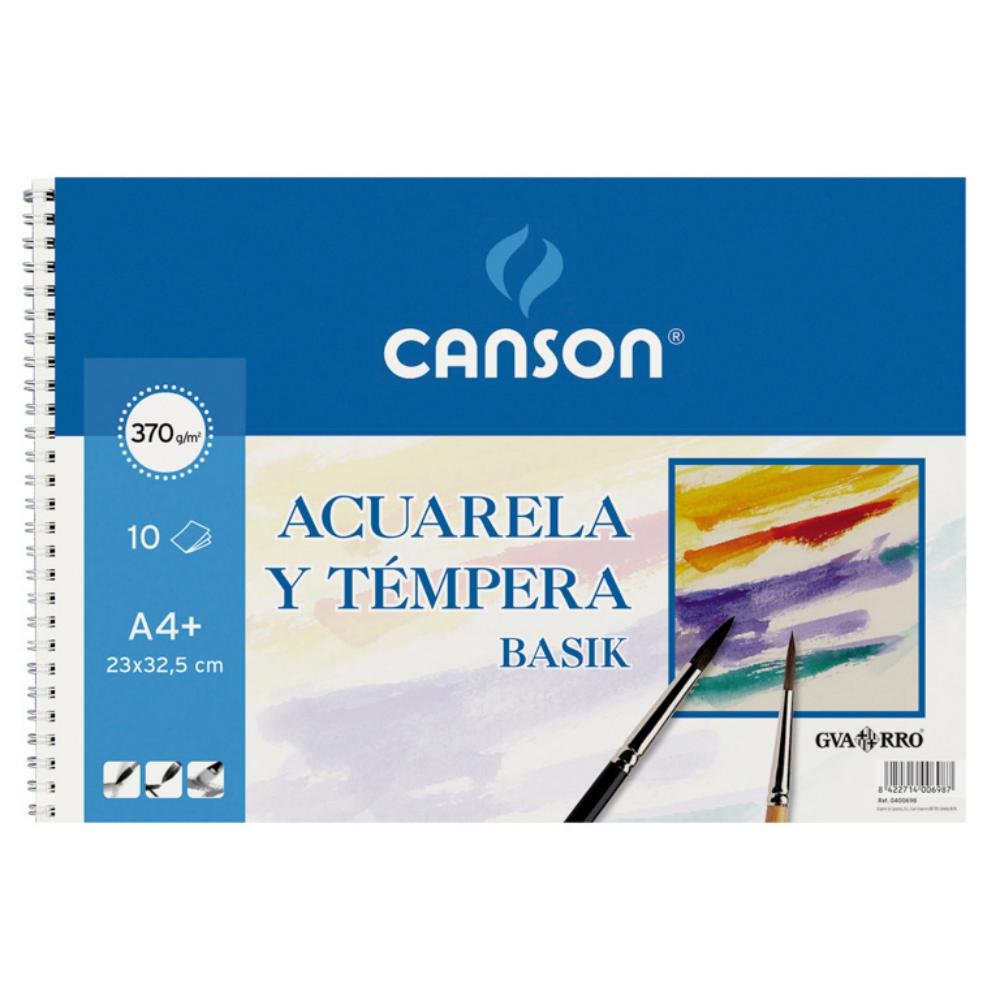 Bloc Acuarela Canson Guarro Basik A4+ Espiral 10 Hojas 370g