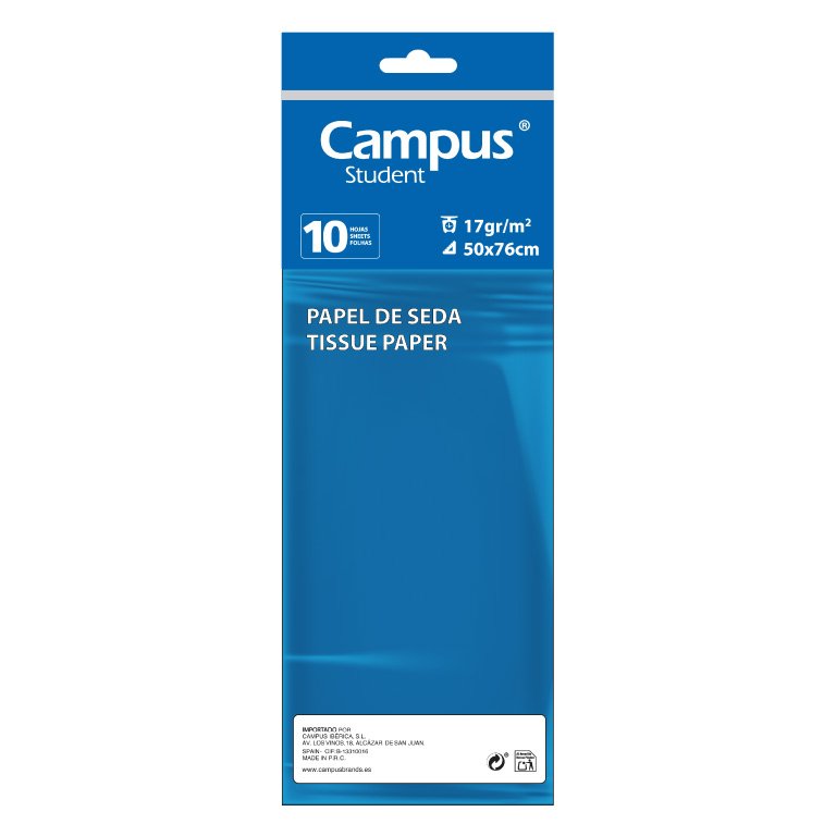 Papel Seda Campus College 50 x 76 cm Azul Oscuro 10 Hojas