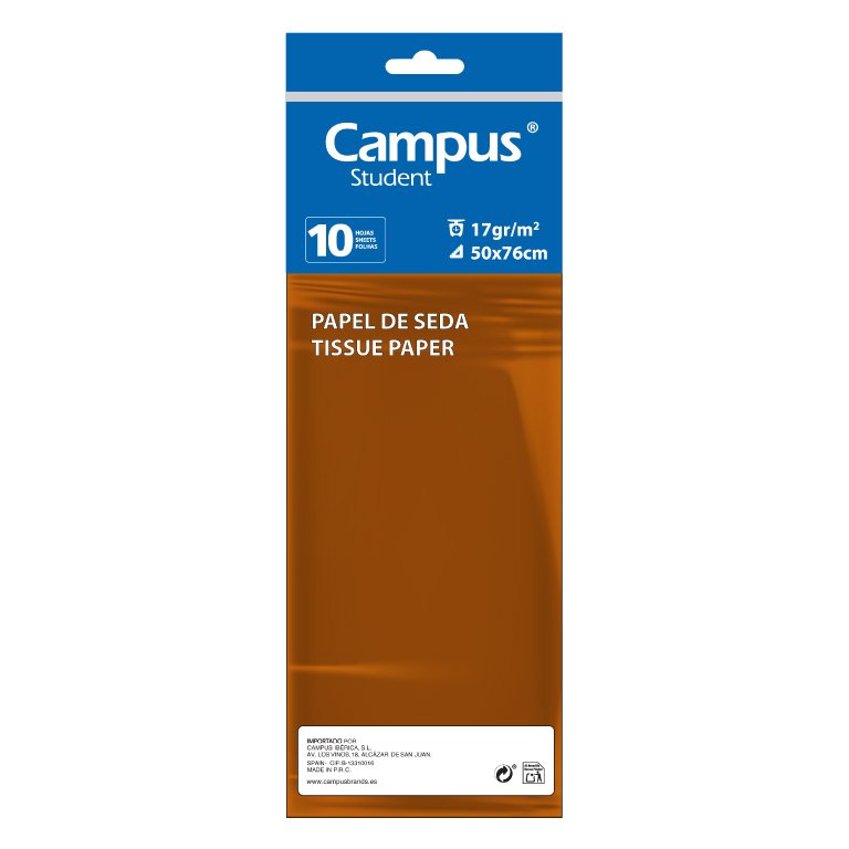 Papel Seda Campus College 50 x 76 cm Marrón 10 Hojas