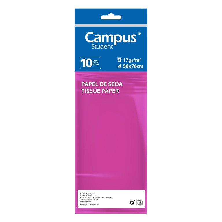 Papel Seda Campus College 50 x 76 cm Rosa Oscuro 10 Hojas