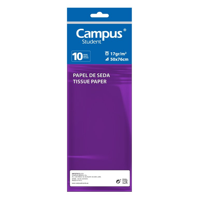 Papel Seda Campus College 50 x 76 cm Violeta 10 Hojas