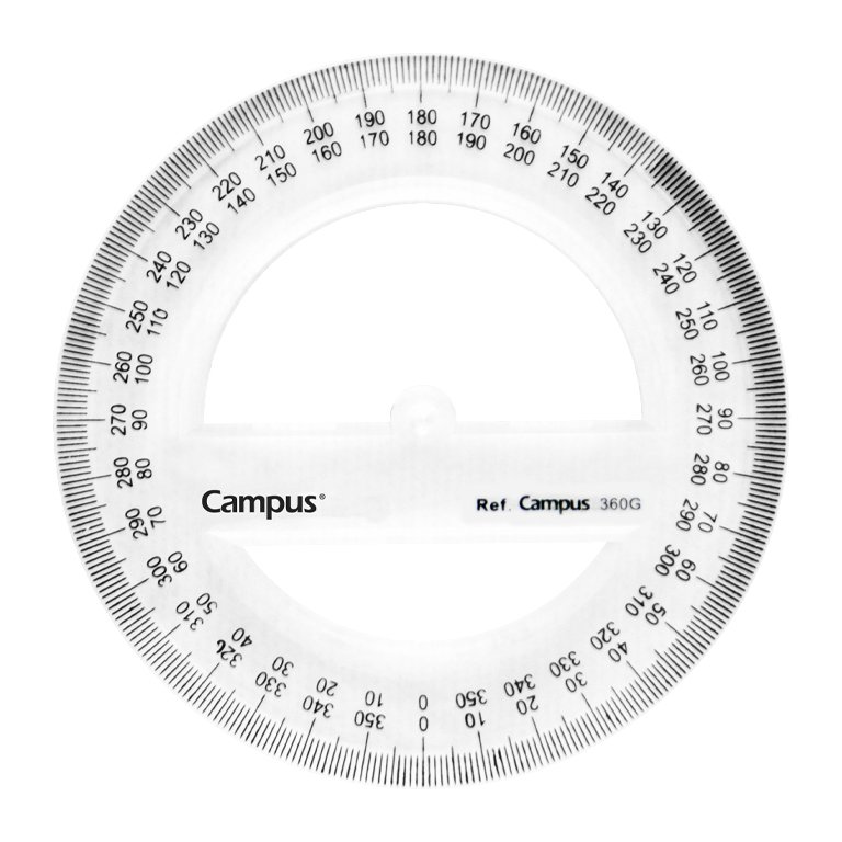 Transportador Círculo Completo Campus Plástico 12 cm