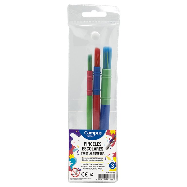 Pincel Témpera Campus College 3 ud. Colores Surtidos