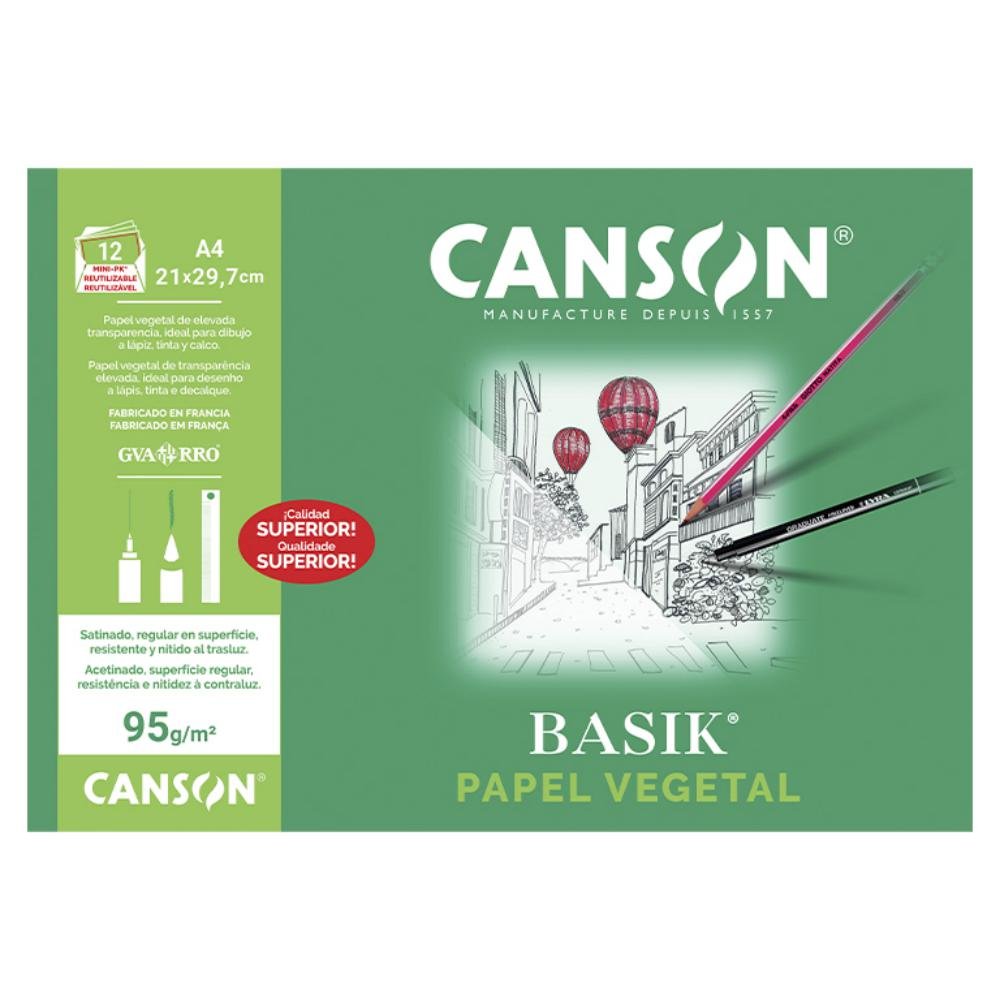 Papel Vegetal Canson A4 12 Hojas 95g
