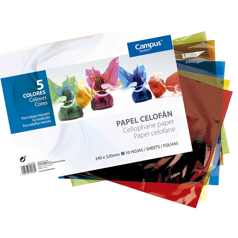 Bloc Papel Celofán Campus College Folio 30g Colores Surtidos