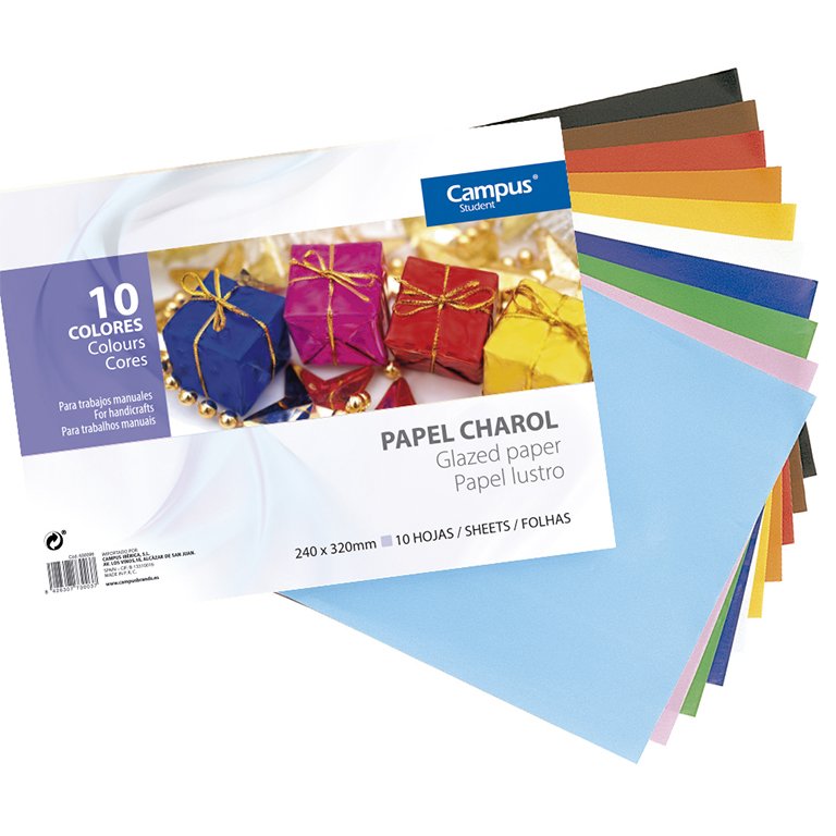 Bloc Papel Charol Campus College Folio 80g Colores Surtidos