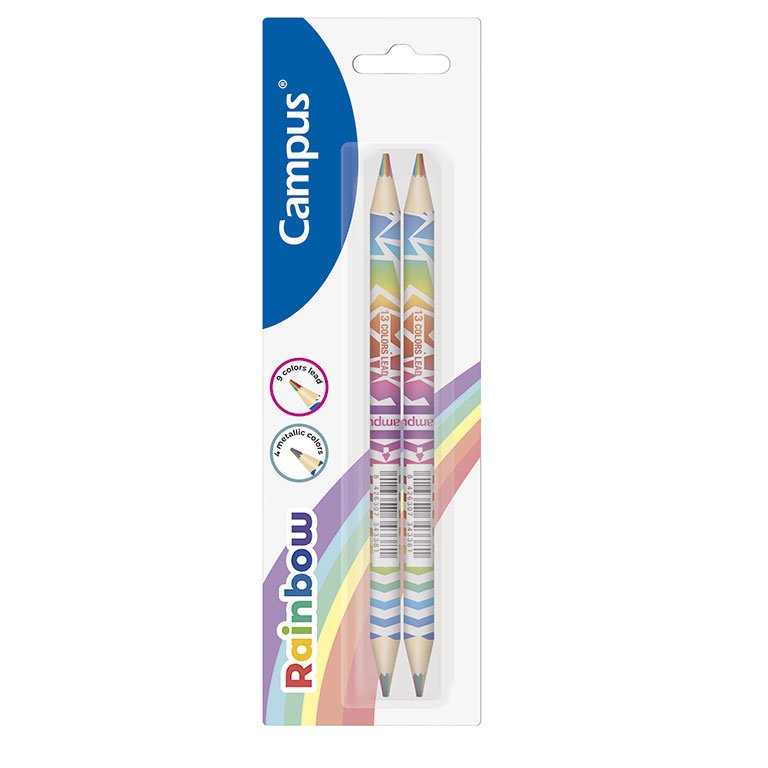 Lápiz de Colores Campus Rainbow Blíster 2 ud.