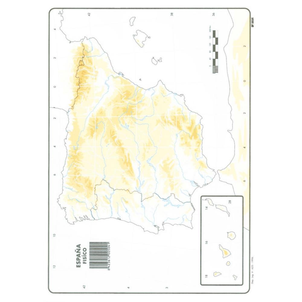 Mapa Mudo España Físico