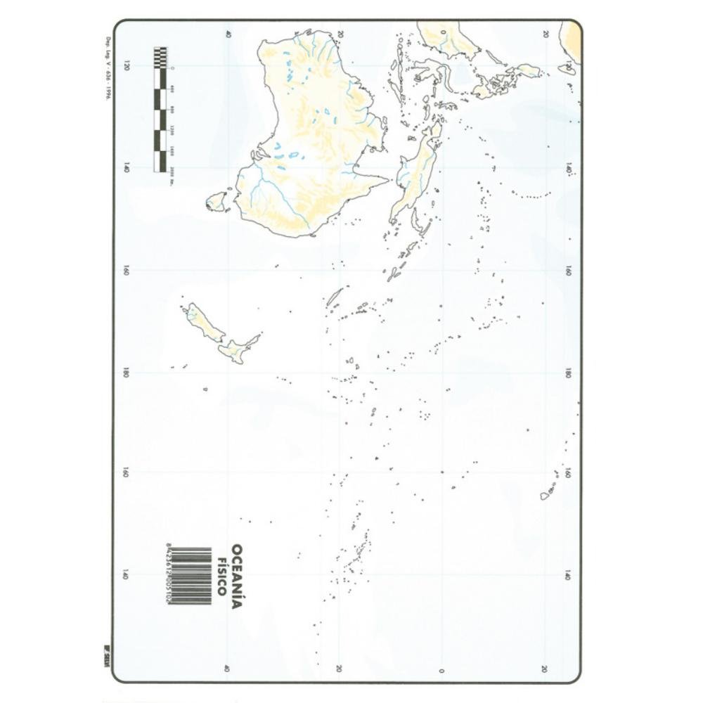 Mapa Mudo Oceanía Físico