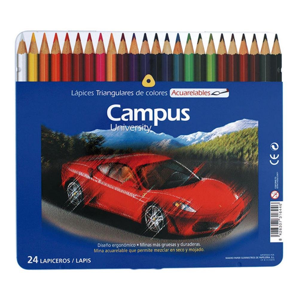Lápices de Colores Campus University Acuarelables 24 Colores