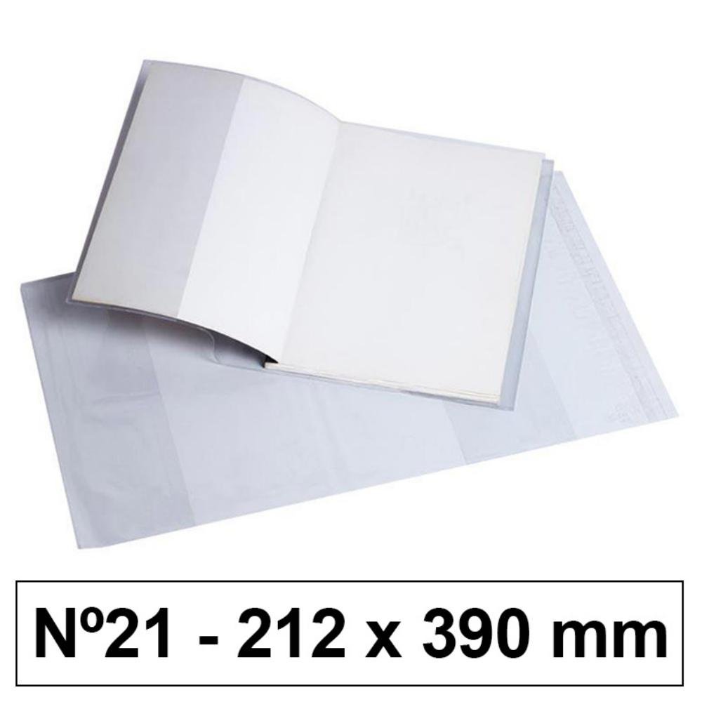 Forro Hecho para Libros 120 Micras PVC 212 x 390 mm Nº21 Transparente 5 ud.