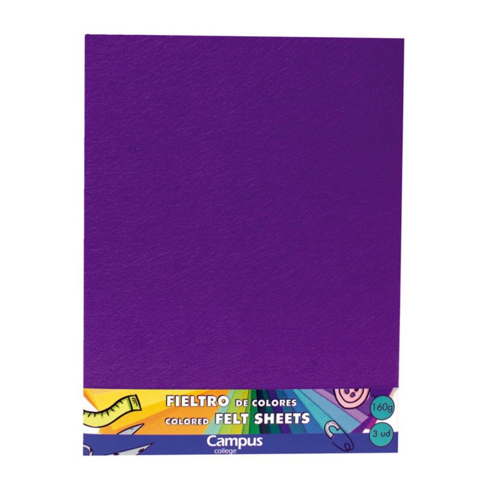 Fieltro Campus College Espesor 1mm 230 x 305 mm Violeta 3 ud.