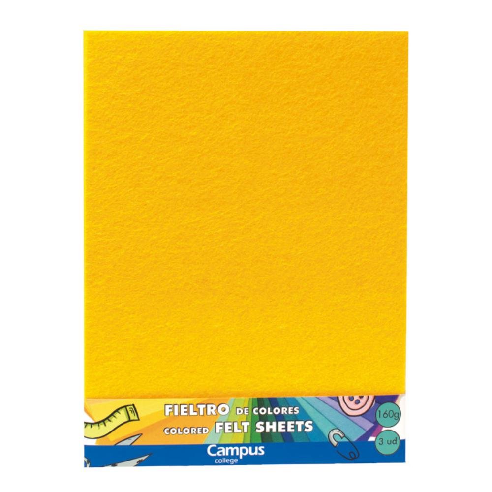 Fieltro Campus College Espesor 1mm 230 x 305 mm Amarillo 3 ud.