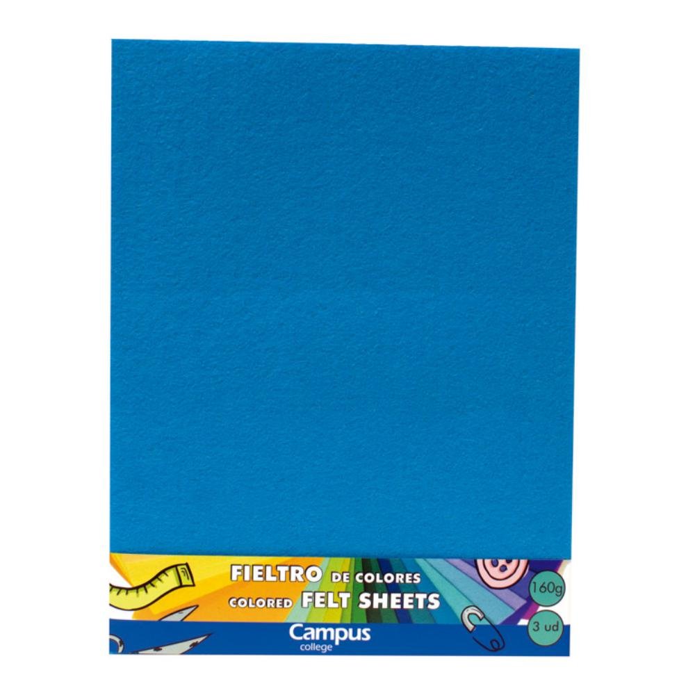 Fieltro Campus College Espesor 1mm 230 x 305 mm Azul Claro 3 ud.