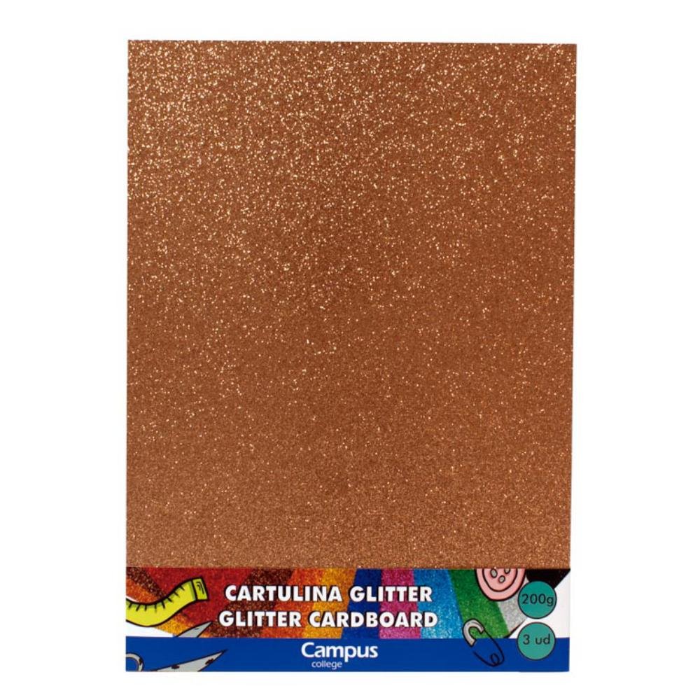 Cartulina Glitter Campus College A4 200g Bronce 3 ud.