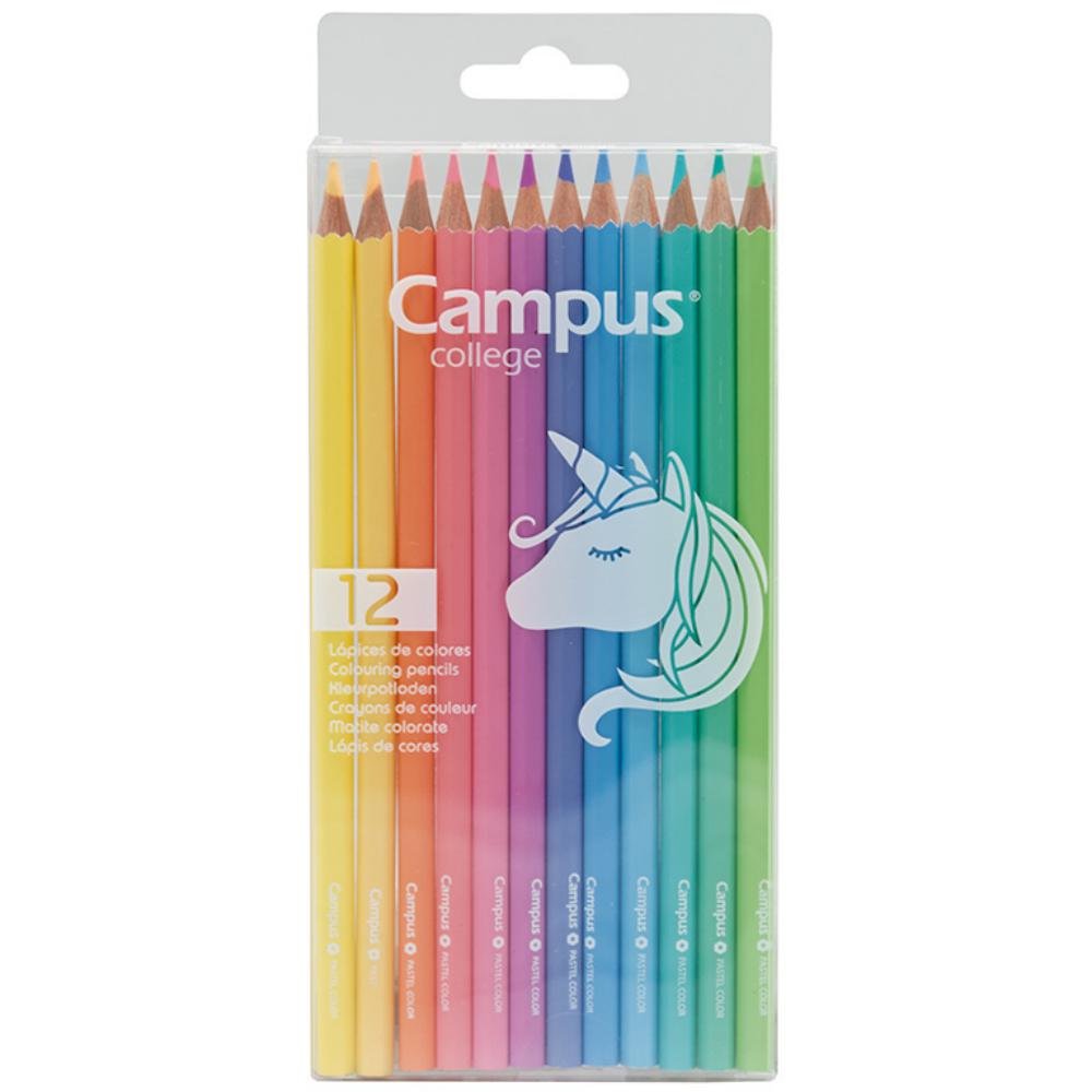 Lápices de Colores Madera Campus College 12 Colores Pastel