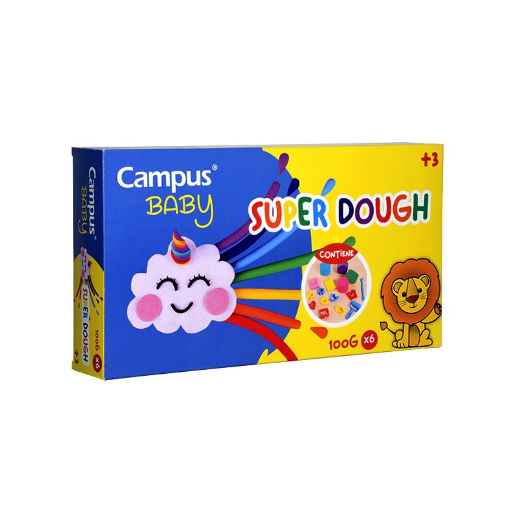 Pasta Modelar Campus Baby Super Dough 100g 6 Botes con Herramientas