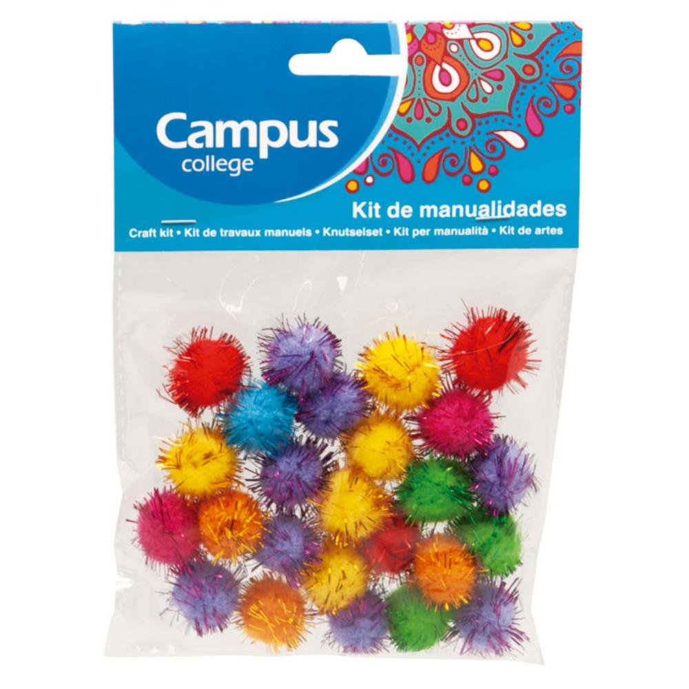 Set Manualidades Campus College Pompones Glitter 20 mm