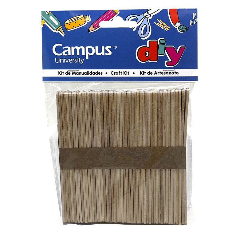 Set Manualidades Campus University Palitos Pequeños de Madera Natural