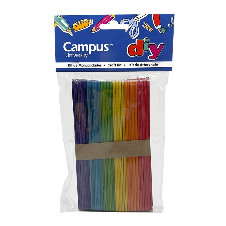 Set Manualidades Campus University Palitos Grandes de Madera Colores