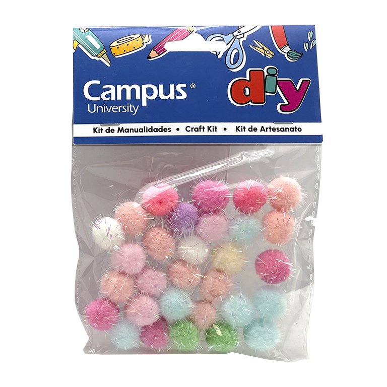 Set Manualidades Campus University Pompones Glitter